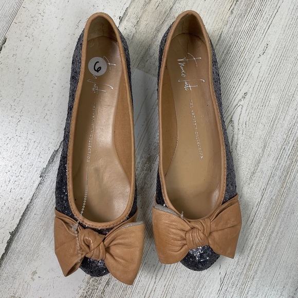 Franco Sarto Artisan glitter leather bow flats - Picture 6 of 9